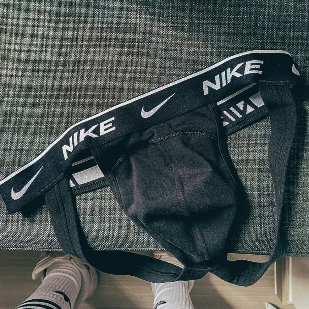 (2 PAIR!!) NIKE MENS BRAND NEW BLACK EVERYDAY STRETCH COTTON SPANDEX JOCKSTRAP M - Picture 11 of 16